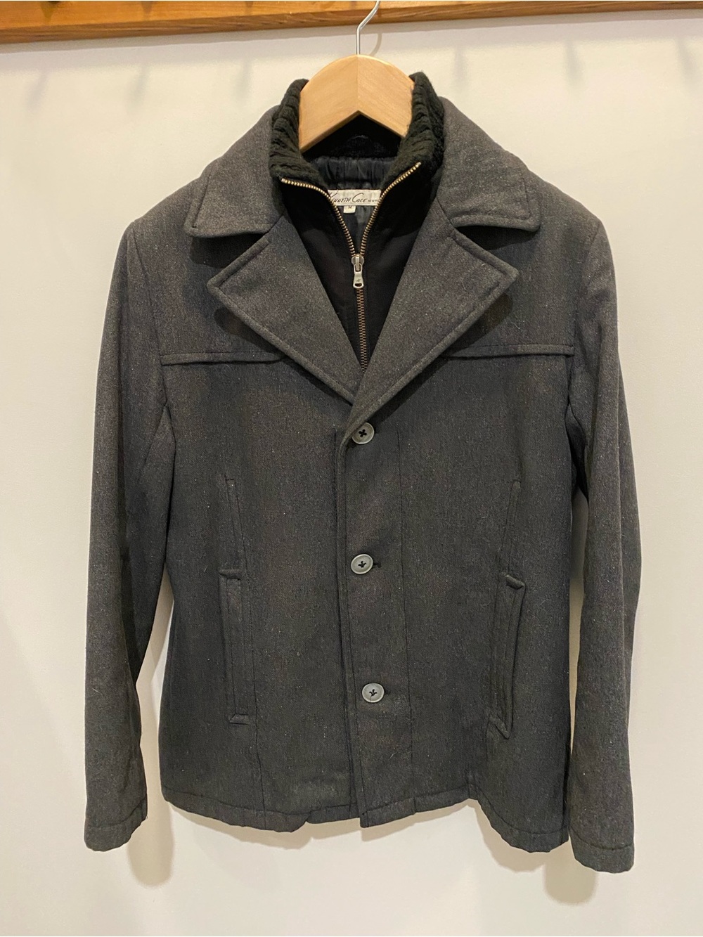 Kenneth Cole New York Charcoal Button Pea Coat